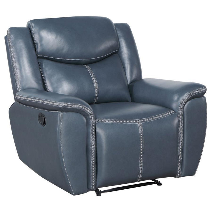 Sloane - 3 Piece Upholstered Reclining Sofa Set - Blue 3 - Piece Living Room Set modern furniture Contempo Furniture