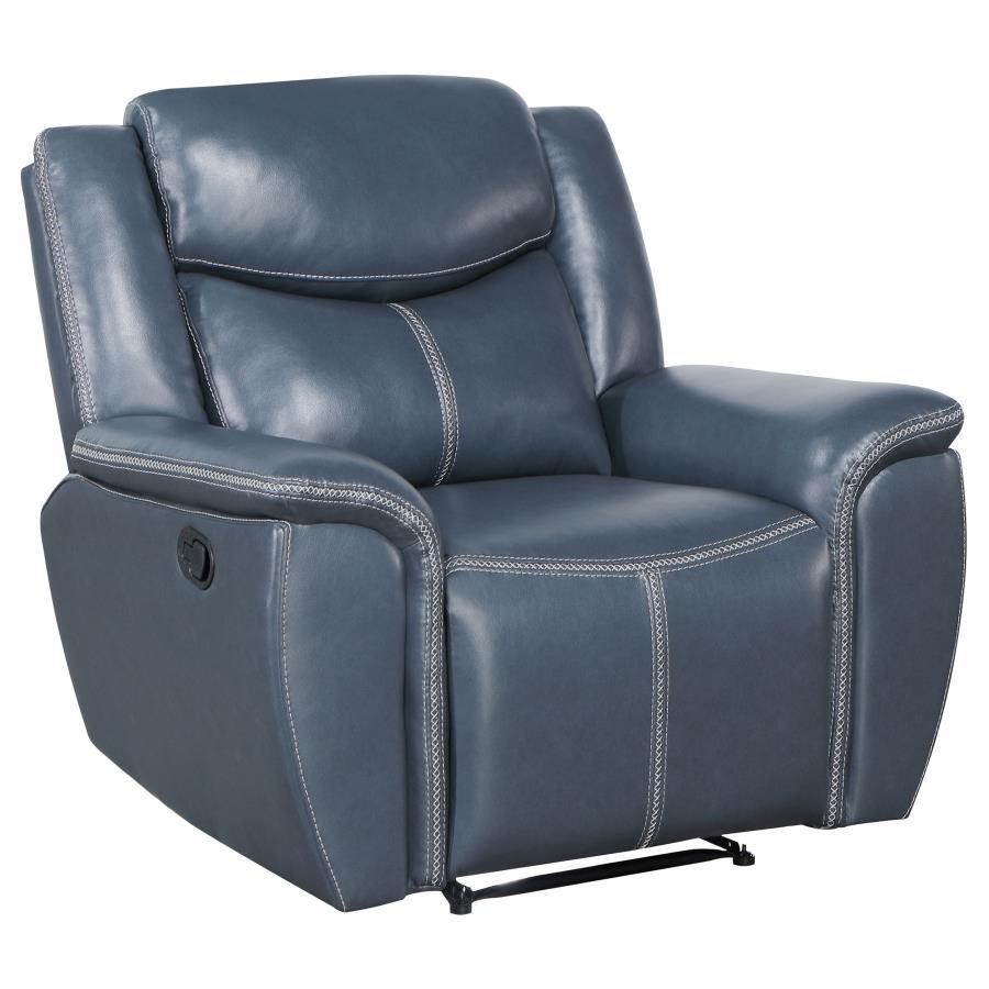 Sloane - 3 Piece Upholstered Reclining Sofa Set - Blue 3 - Piece Living Room Set modern furniture Contempo Furniture