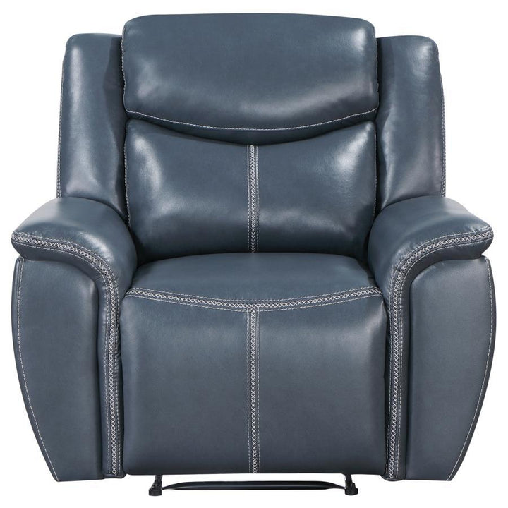 Sloane - Upholstered Padded Arm Recliner Chair - Blue Reclining Chair modern furniture Contempo Furniture