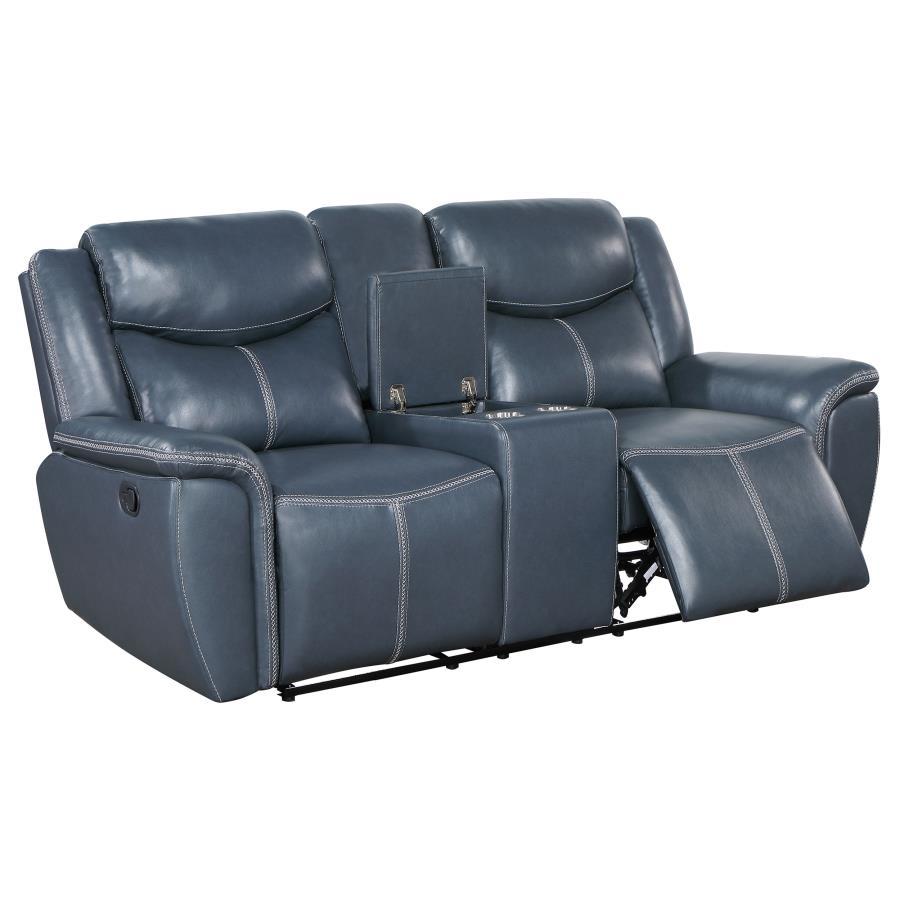 Sloane - Upholstered Padded Arm Reclining Loveseat - Blue Reclining Loveseat modern furniture Contempo Furniture