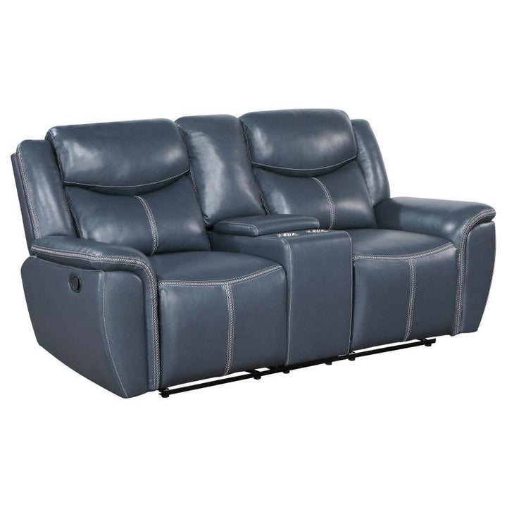 Sloane - Upholstered Padded Arm Reclining Loveseat - Blue Reclining Loveseat modern furniture Contempo Furniture