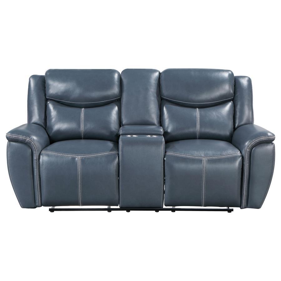 Sloane - Upholstered Padded Arm Reclining Loveseat - Blue Reclining Loveseat modern furniture Contempo Furniture