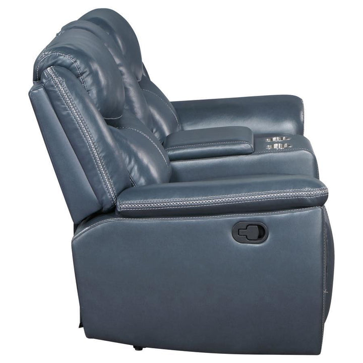 Sloane - Upholstered Padded Arm Reclining Loveseat - Blue Reclining Loveseat modern furniture Contempo Furniture