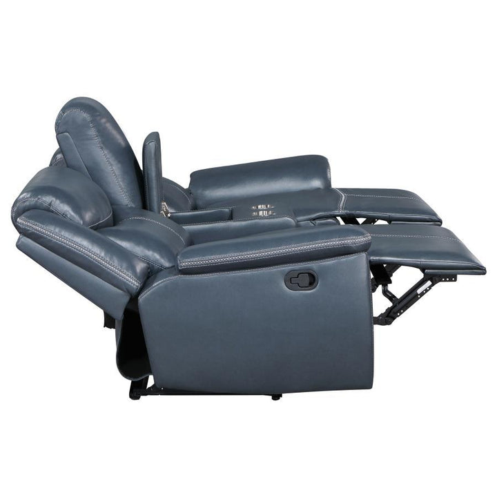 Sloane - Upholstered Padded Arm Reclining Loveseat - Blue Reclining Loveseat modern furniture Contempo Furniture