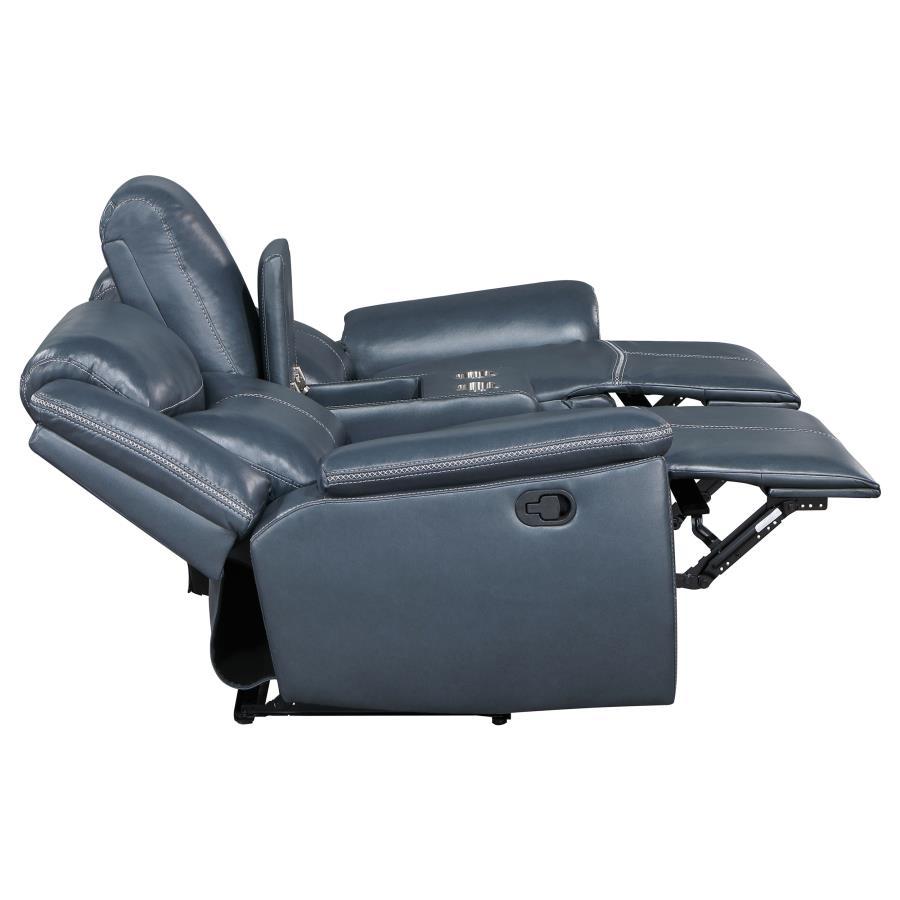 Sloane - Upholstered Padded Arm Reclining Loveseat - Blue Reclining Loveseat modern furniture Contempo Furniture