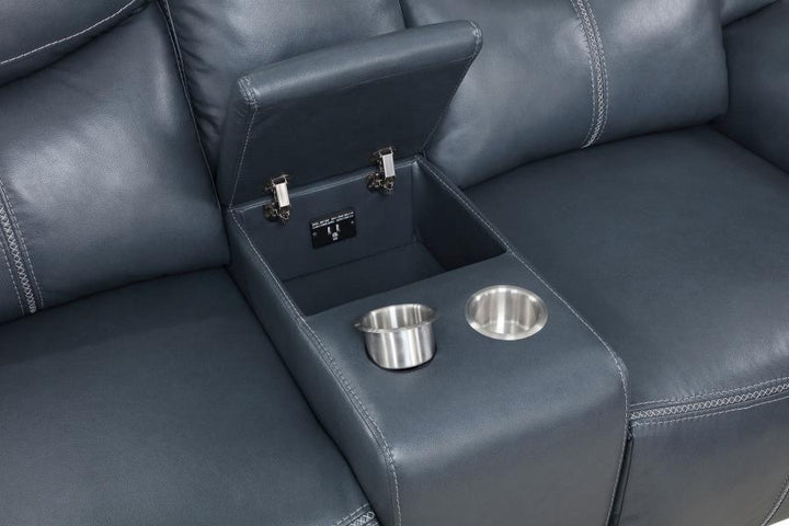 Sloane - Upholstered Padded Arm Reclining Loveseat - Blue Reclining Loveseat modern furniture Contempo Furniture