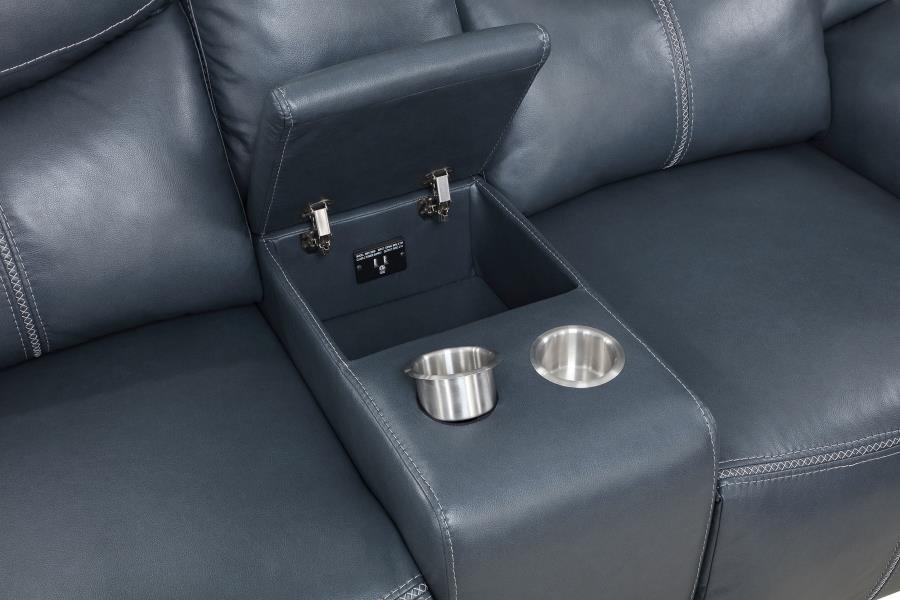 Sloane - Upholstered Padded Arm Reclining Loveseat - Blue Reclining Loveseat modern furniture Contempo Furniture