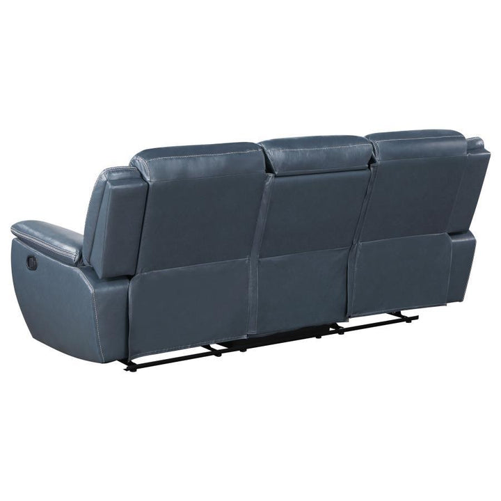 Sloane - Upholstered Padded Arm Reclining Sofa - Blue Reclining Sofa modern furniture Contempo Furniture