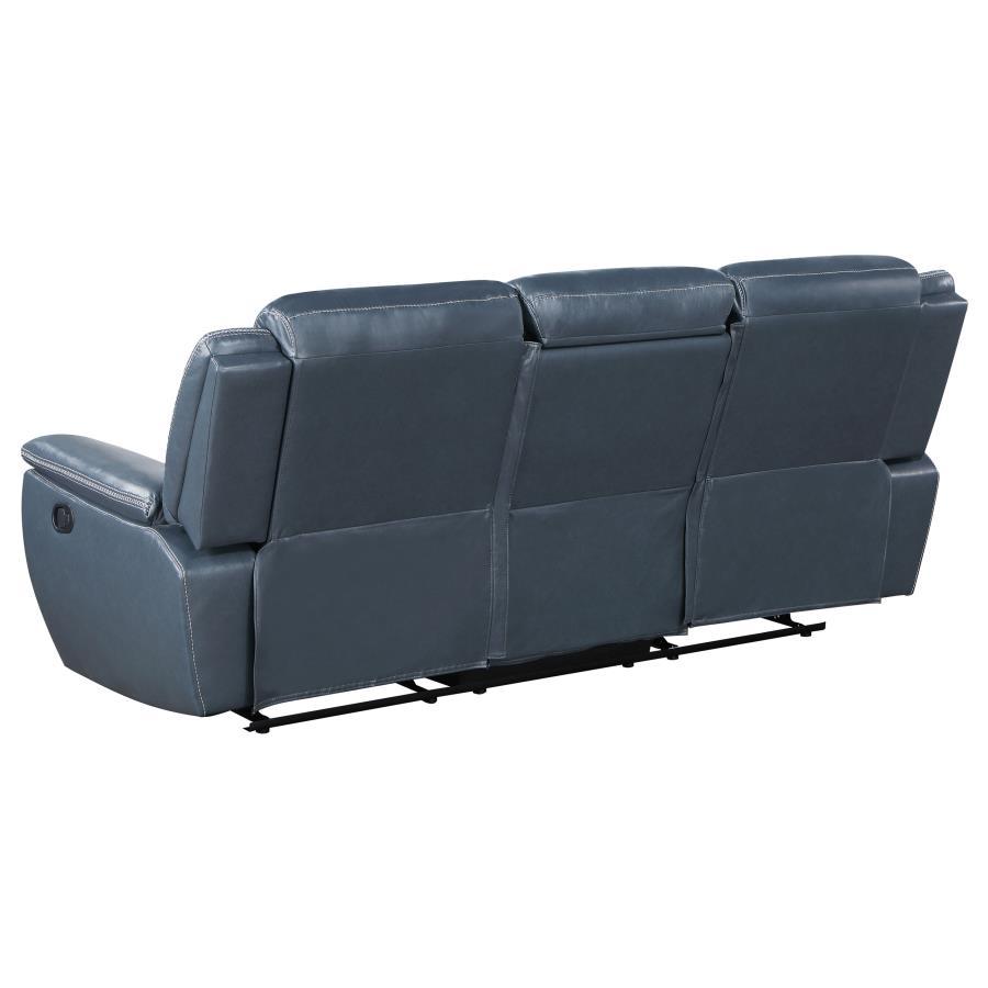 Sloane - Upholstered Padded Arm Reclining Sofa - Blue Reclining Sofa modern furniture Contempo Furniture