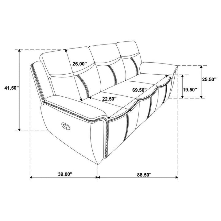 Sloane - Upholstered Padded Arm Reclining Sofa - Blue Reclining Sofa modern furniture Contempo Furniture
