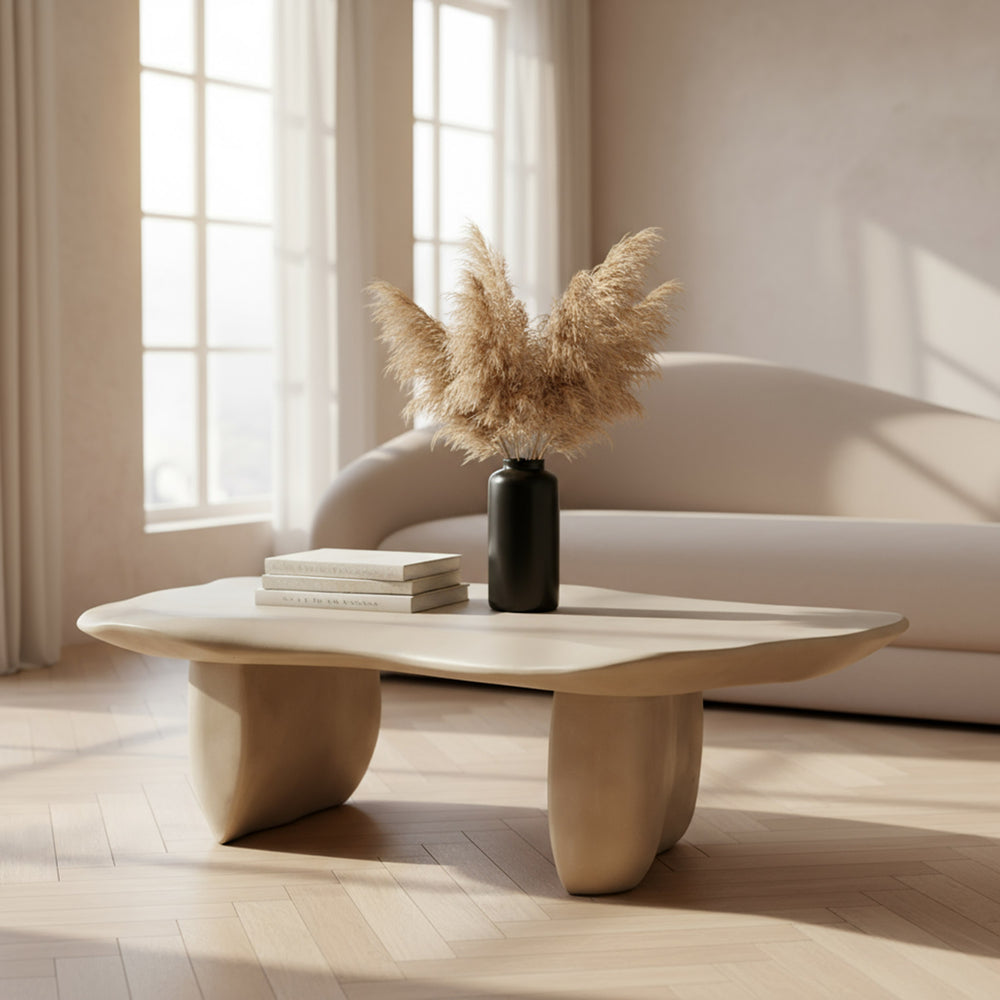 Slone - Modern Beige Concrete Coffee Table - View 4