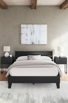 Socalle Queen Panel Platform Bed - Black Panel Bed modern furniture Contempo Furniture