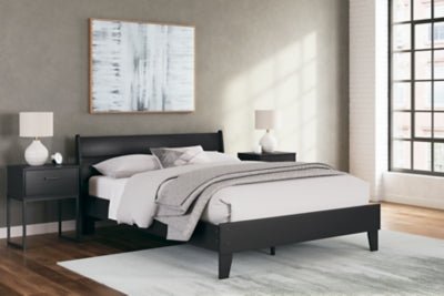 Socalle Queen Panel Platform Bed - Black Panel Bed modern furniture Contempo Furniture