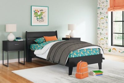 Socalle Twin Panel Platform Bed - Black Panel Bed modern furniture Contempo Furniture