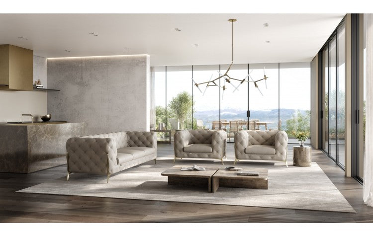 DivanItalia 970 Italian Leather Beige Sofa