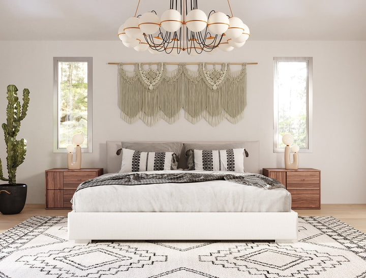 Sogno - Italian Modern Beige Fabric Low Headboard EK Bed