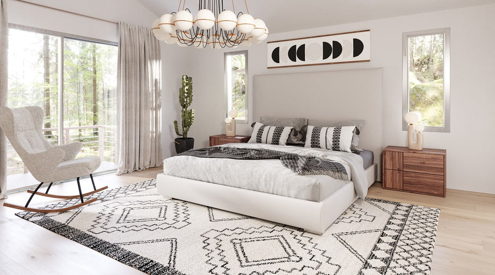 Sogno - Italian Modern Beige Fabric High Headboard Q Bed