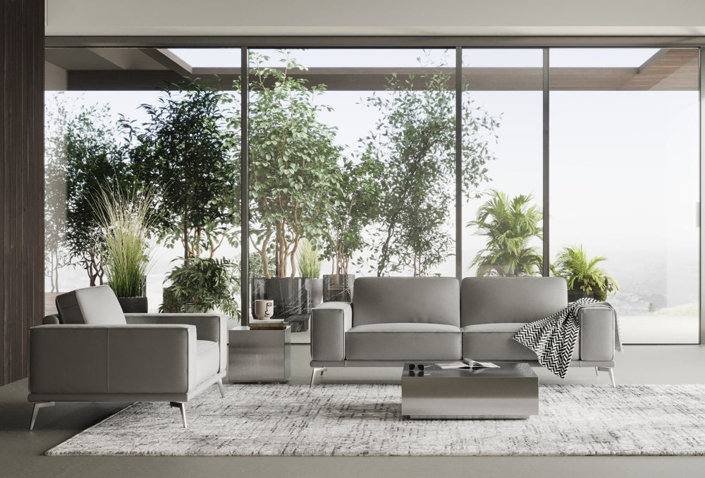 Soho - Contemporary Italian Light Grey Leather Sofa - View 3
