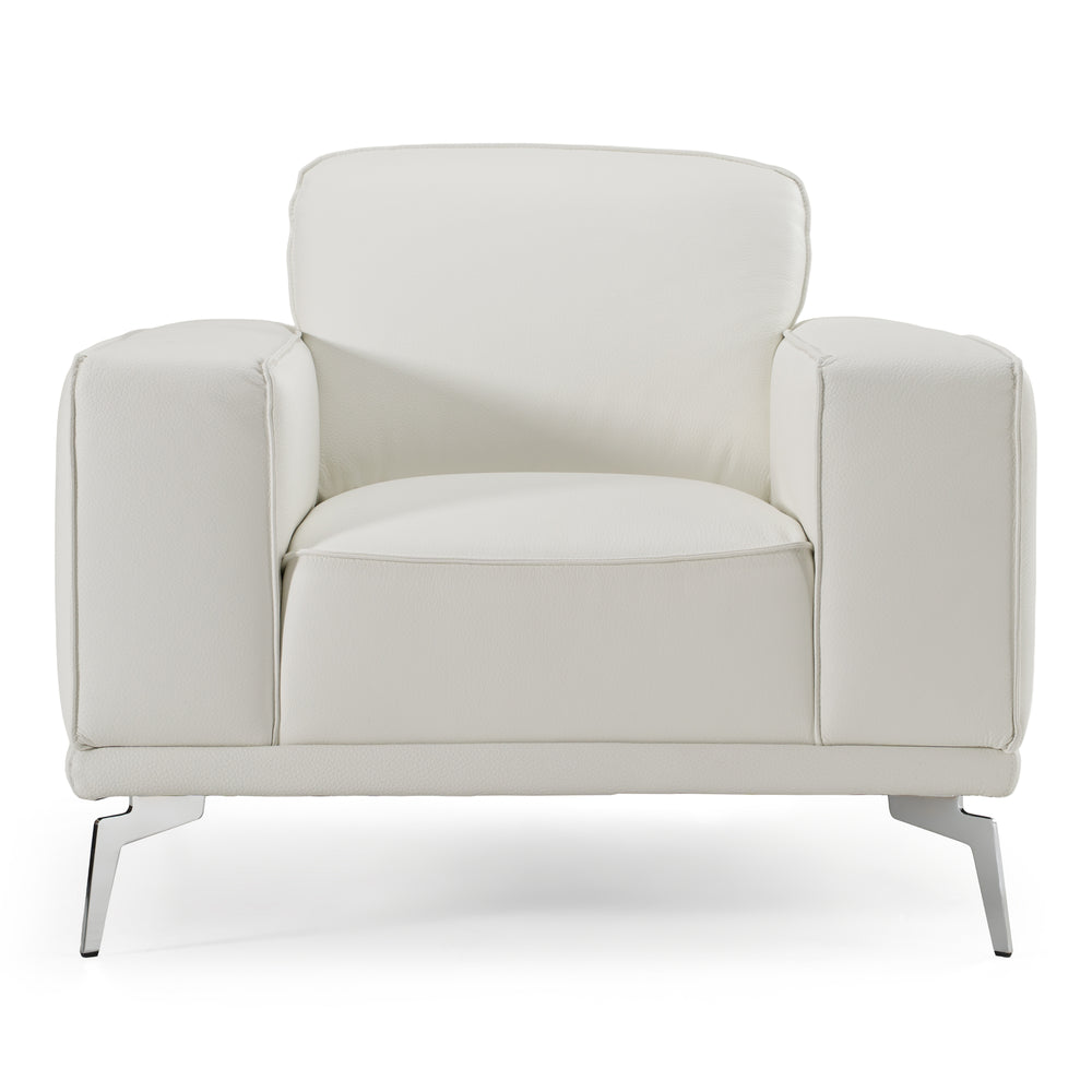 Soho - Contemporary Italian White Leather Armchair - View 3