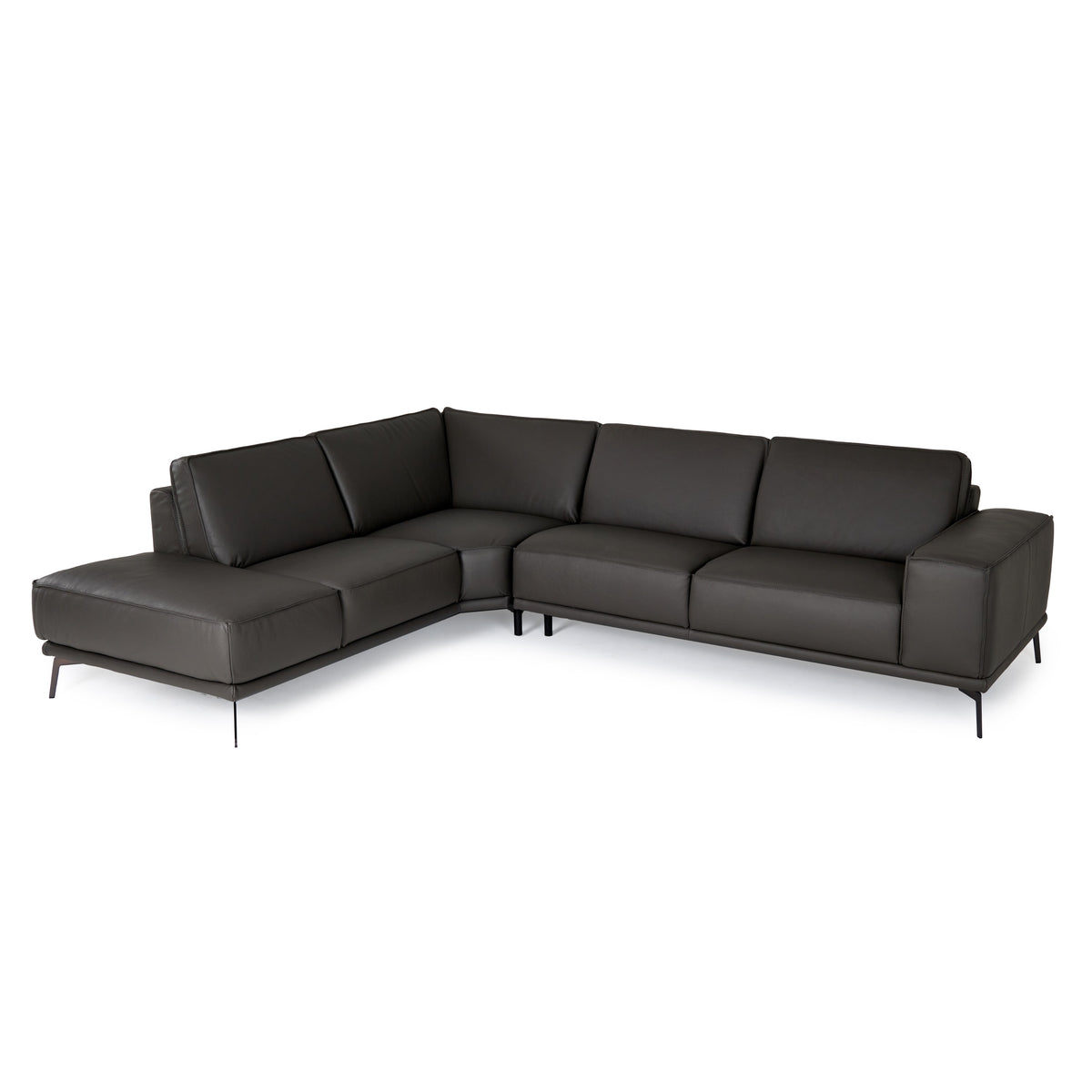 Soho - Italian Left Facing Grey Nirvana Fume Leather Sectional Sofa