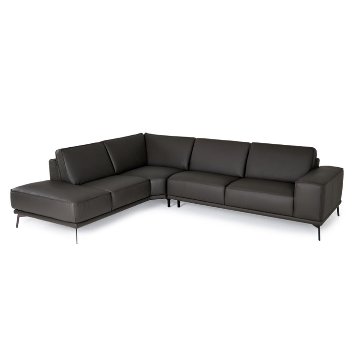Soho - Italian Left Facing Grey Nirvana Fume Leather Sectional Sofa