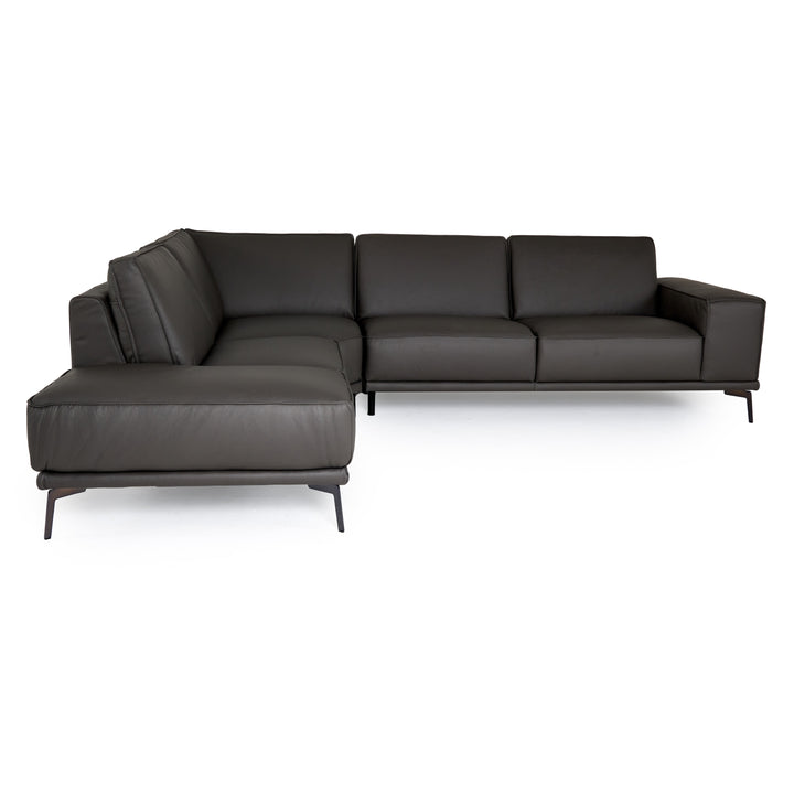 Soho - Italian Left Facing Grey Nirvana Fume Leather Sectional Sofa