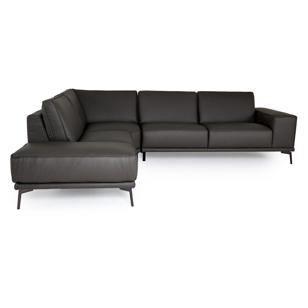 Soho - Italian Left Facing Grey Nirvana Fume Leather Sectional Sofa