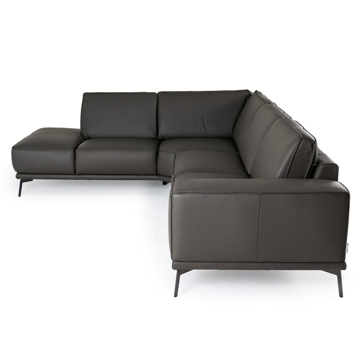 Soho - Italian Left Facing Grey Nirvana Fume Leather Sectional Sofa