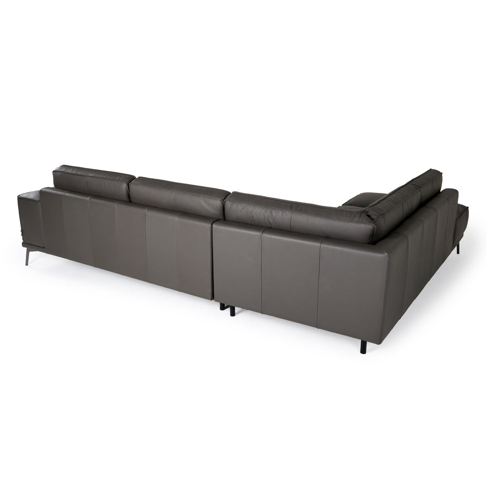 Soho - Italian Left Facing Grey Nirvana Fume Leather Sectional Sofa