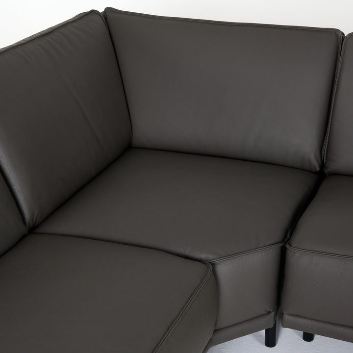 Soho - Italian Left Facing Grey Nirvana Fume Leather Sectional Sofa