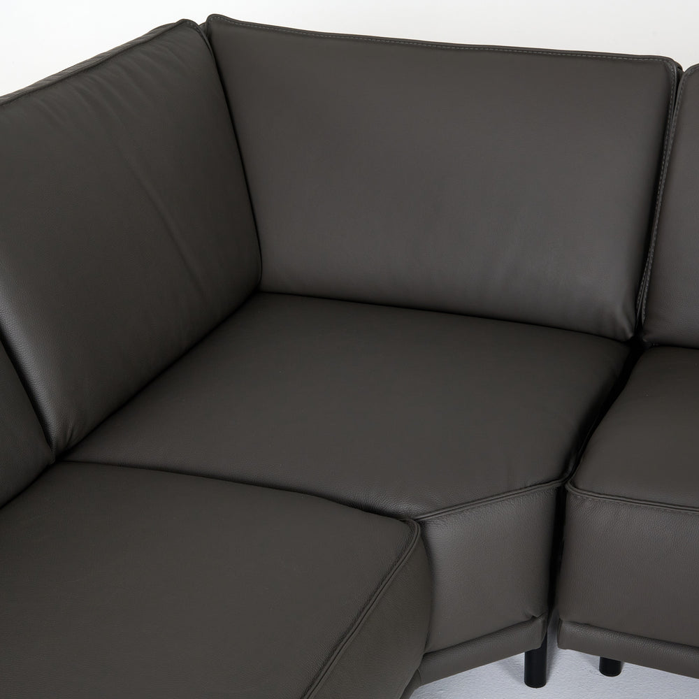 Soho - Italian Left Facing Grey Nirvana Fume Leather Sectional Sofa