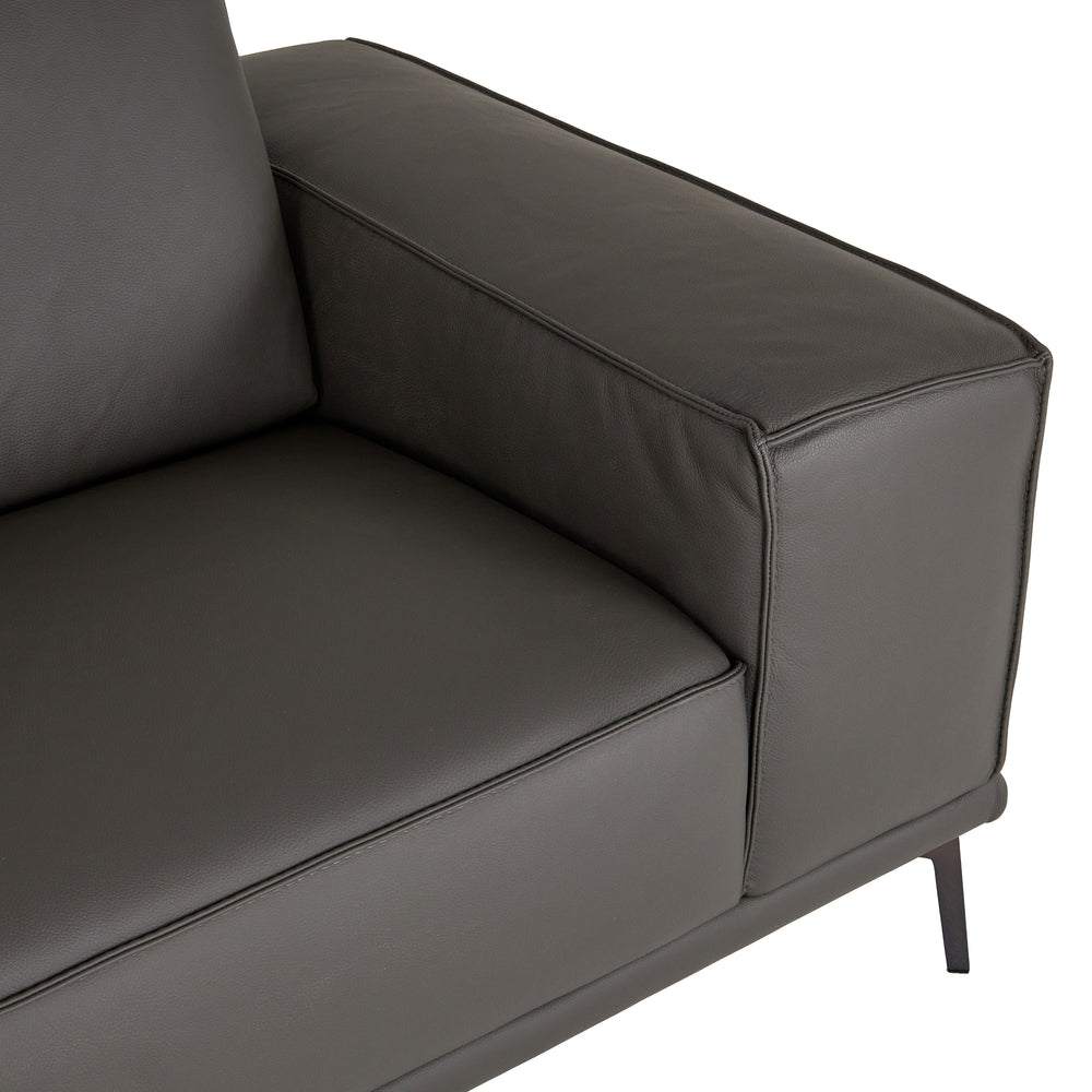 Soho - Italian Left Facing Grey Nirvana Fume Leather Sectional Sofa