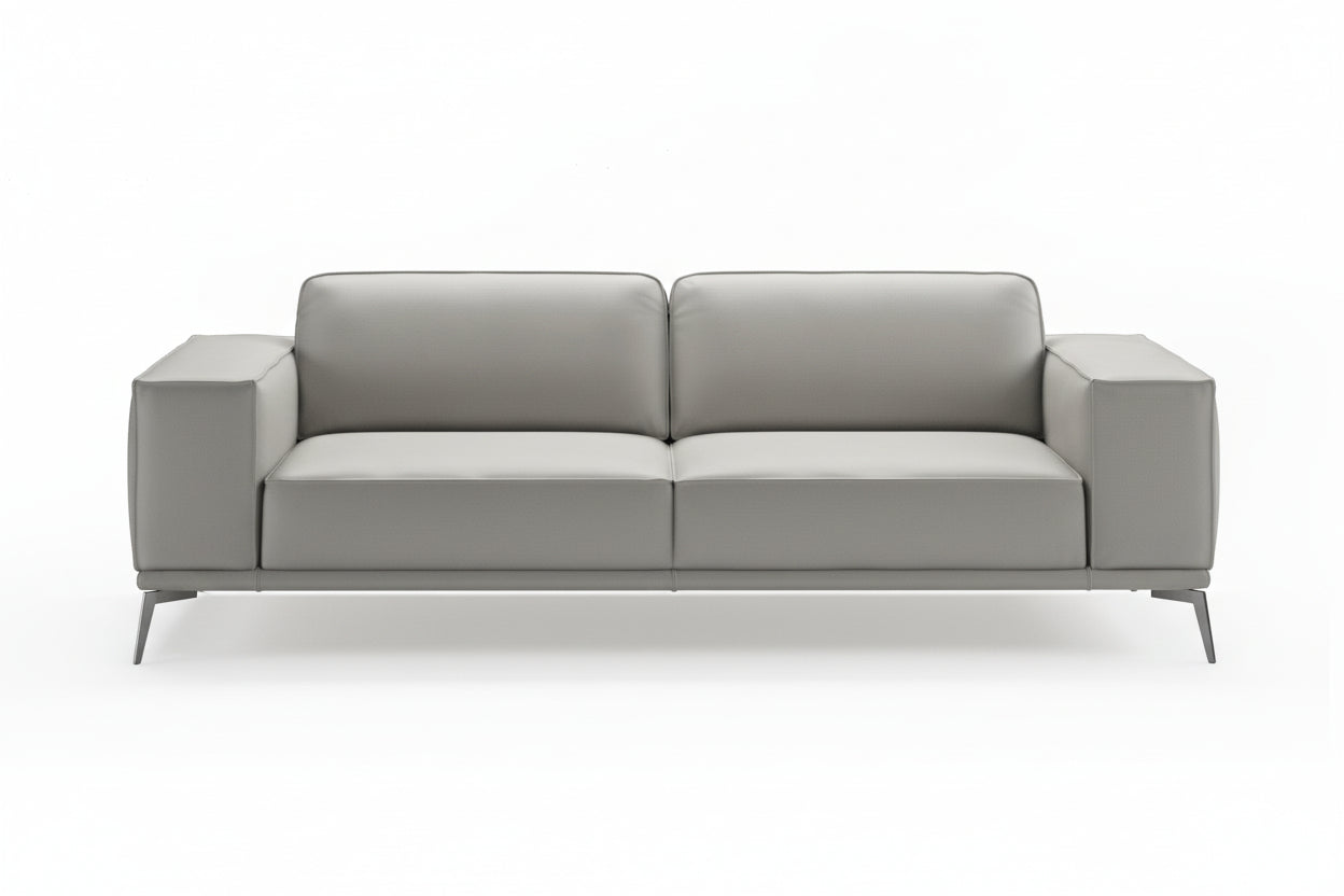 Soho - Contemporary Italian Light Grey Leather Sofa