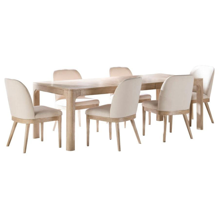 Solano 7 - Piece Extension Dining Set Weathered Mango Wood Table &amp; 6 Chairs Arm Chair modern furniture Contempo Furniture
