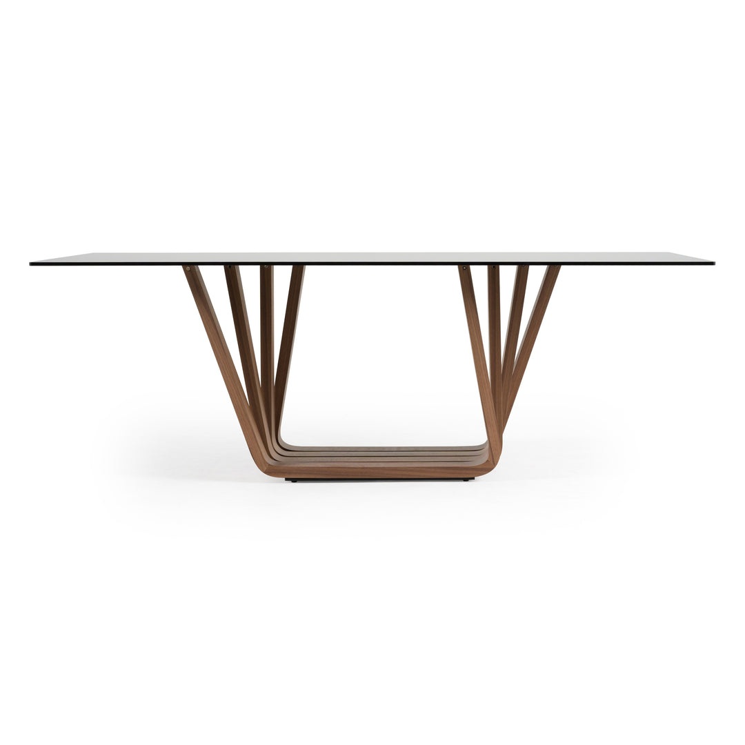 Solvang - Contemporary - Grey Glass + Walnut Rectangular Dining Table