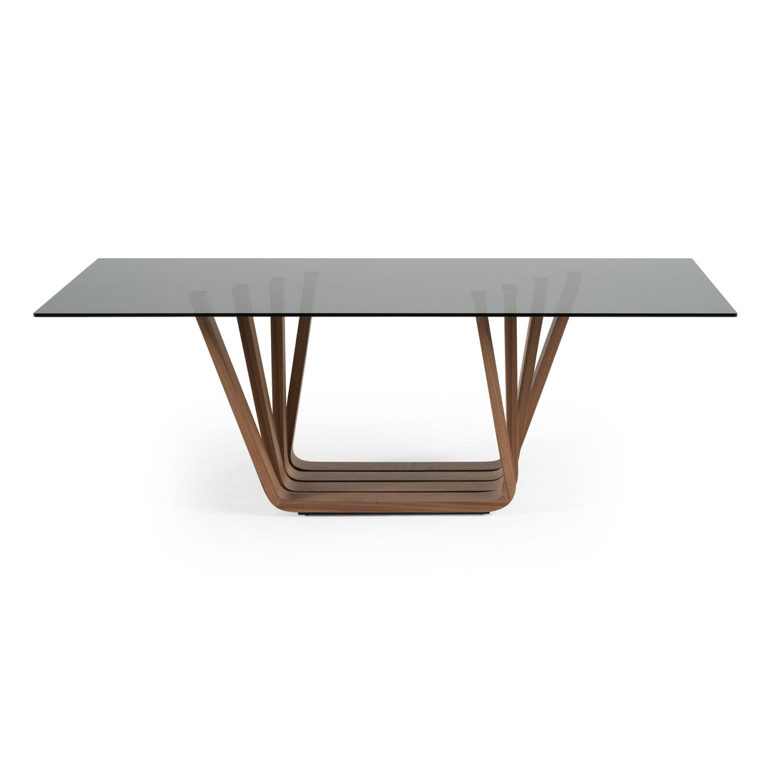 Solvang - Contemporary - Grey Glass + Walnut Rectangular Dining Table