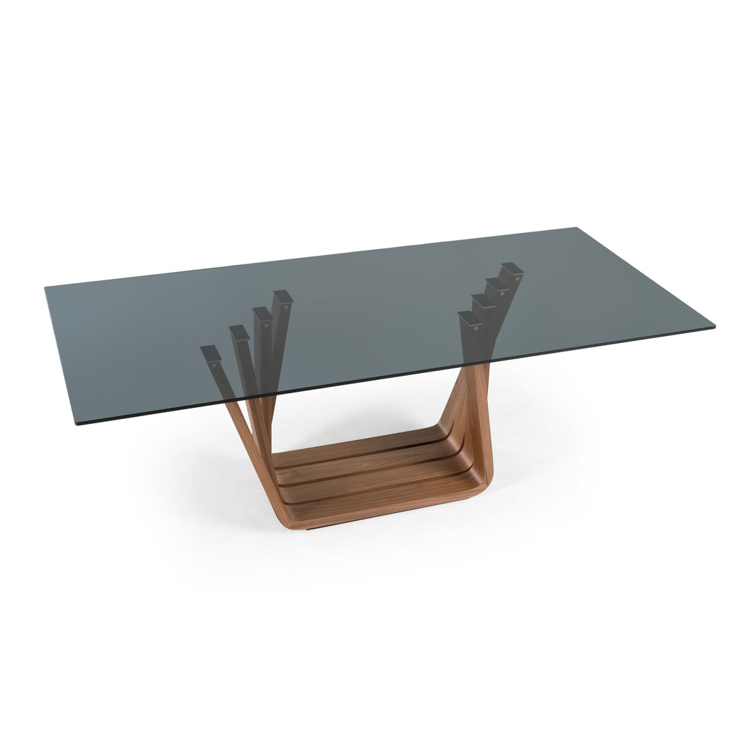 Solvang - Contemporary - Grey Glass + Walnut Rectangular Dining Table