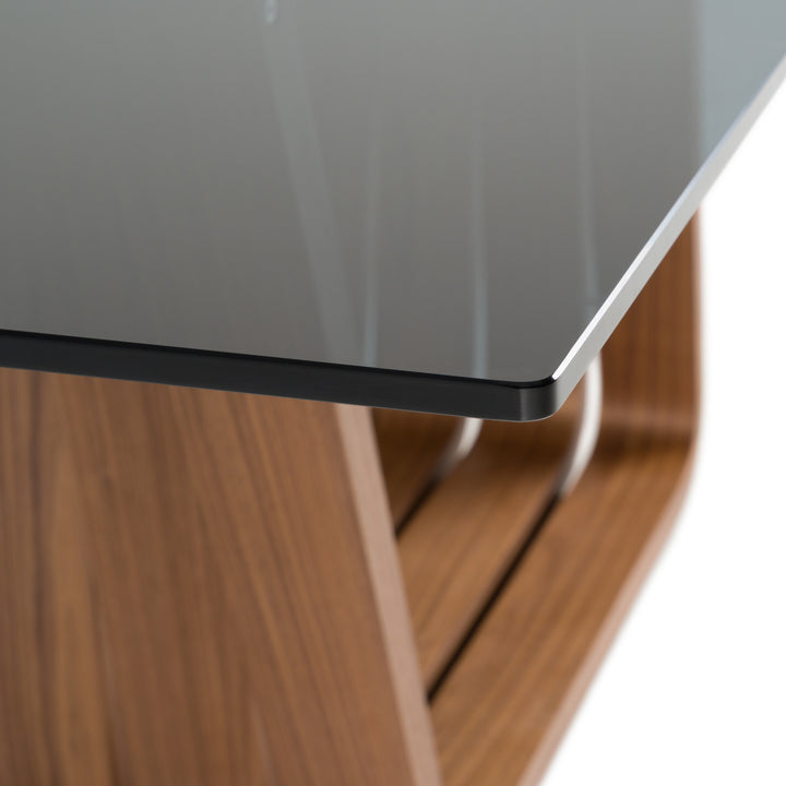 Solvang - Contemporary - Grey Glass + Walnut Rectangular Dining Table