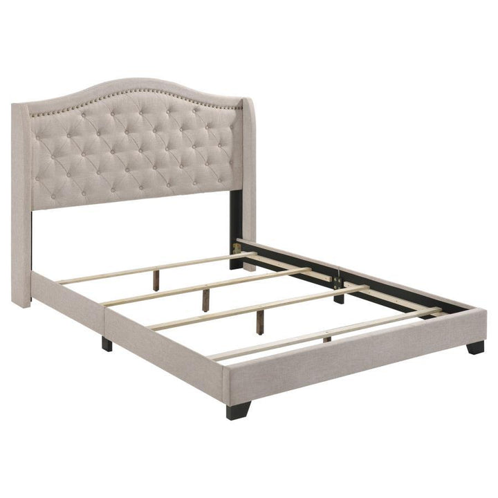 Sonoma - Upholstered Eastern King Wingback Bed - Beige Upholstered Bed modern furniture Contempo Furniture