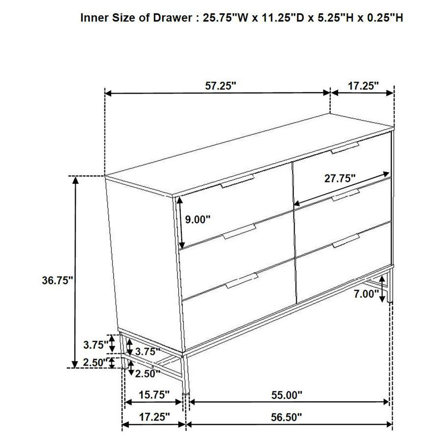 Sonora - 6 - Drawer Bedroom Dresser - White Dressers modern furniture Contempo Furniture