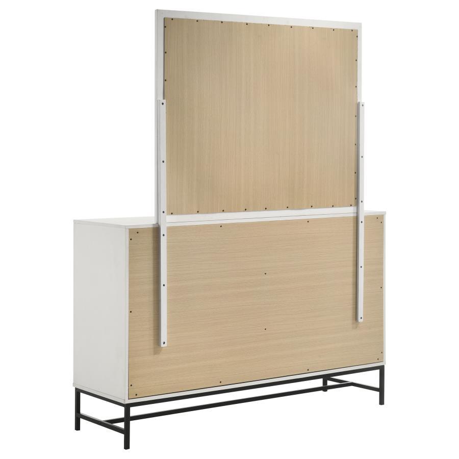 Sonora - 6 - Drawer Dresser With Mirror - White Dresser & Mirror modern furniture Contempo Furniture