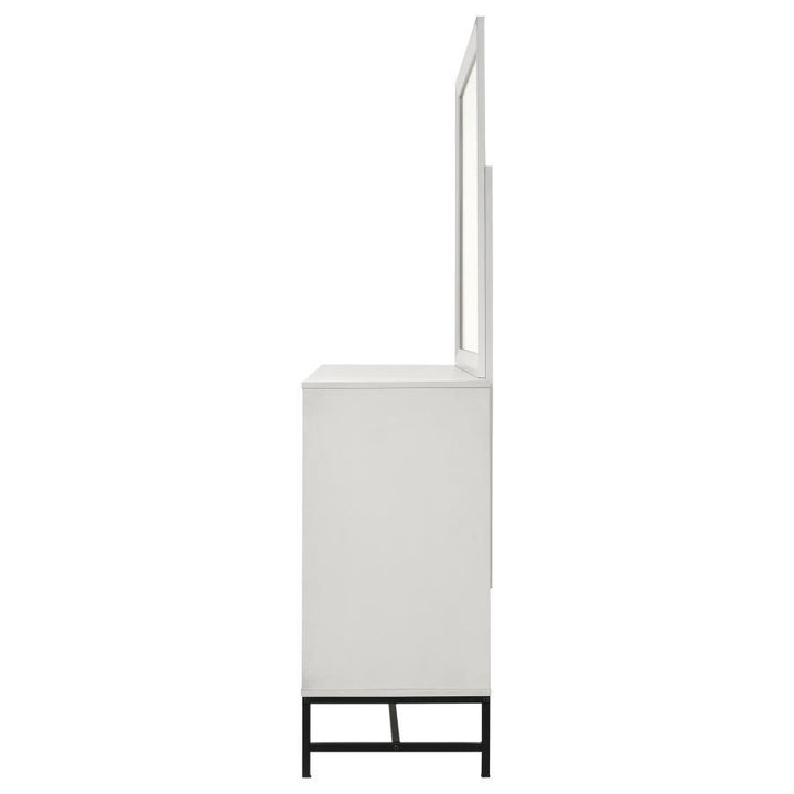Sonora - 6 - Drawer Dresser With Mirror - White Dresser &amp; Mirror modern furniture Contempo Furniture