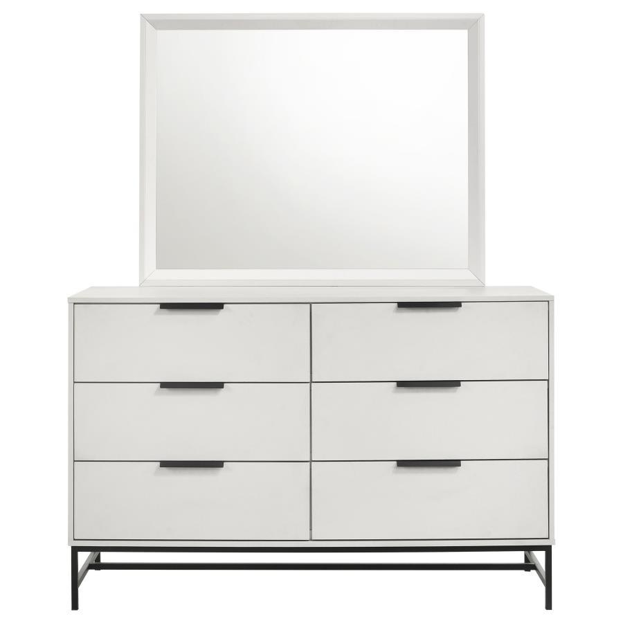 Sonora - 6 - Drawer Dresser With Mirror - White Dresser & Mirror modern furniture Contempo Furniture