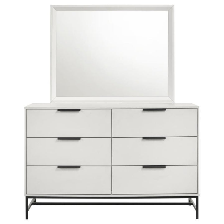 Sonora - 6 - Drawer Dresser With Mirror - White Dresser &amp; Mirror modern furniture Contempo Furniture