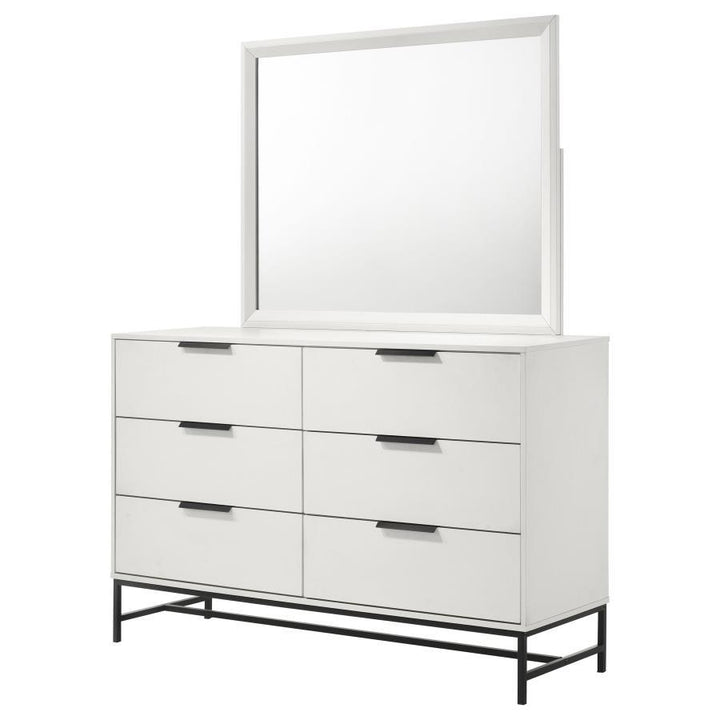 Sonora - 6 - Drawer Dresser With Mirror - White Dresser &amp; Mirror modern furniture Contempo Furniture