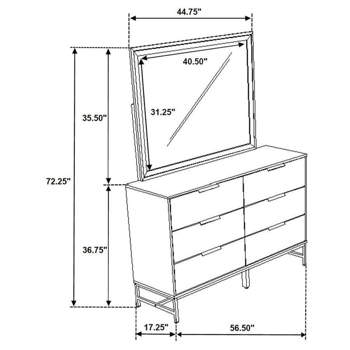 Sonora - 6 - Drawer Dresser With Mirror - White Dresser &amp; Mirror modern furniture Contempo Furniture