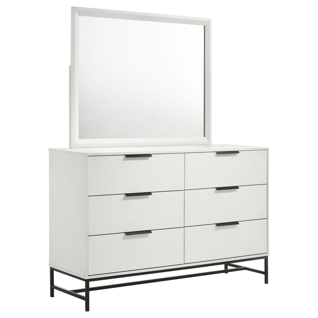 Sonora - 6 - Drawer Dresser With Mirror - White Dresser & Mirror modern furniture Contempo Furniture