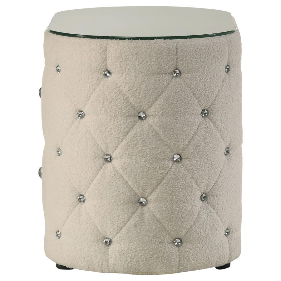 Sonya - 2 - Drawer Upholstered Nightstand Bedside Table - Ivory Accent Nightstand modern furniture Contempo Furniture