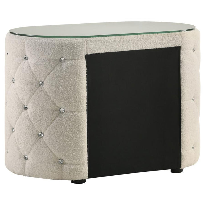 Sonya - 2 - Drawer Upholstered Nightstand Bedside Table - Ivory Accent Nightstand modern furniture Contempo Furniture