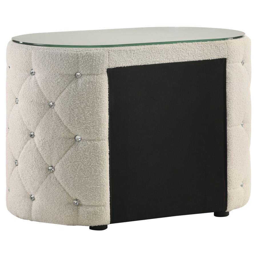 Sonya - 2 - Drawer Upholstered Nightstand Bedside Table - Ivory Accent Nightstand modern furniture Contempo Furniture